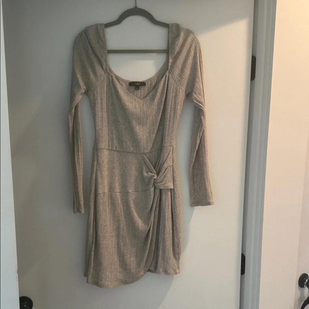 Lulu's Taupe Long Sleeve Dress - Picture 1 of 1